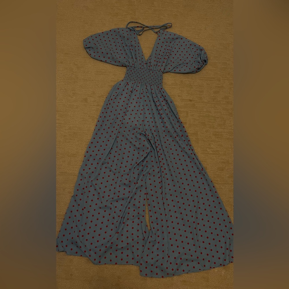 Chiffon long polka dot jumpsuits